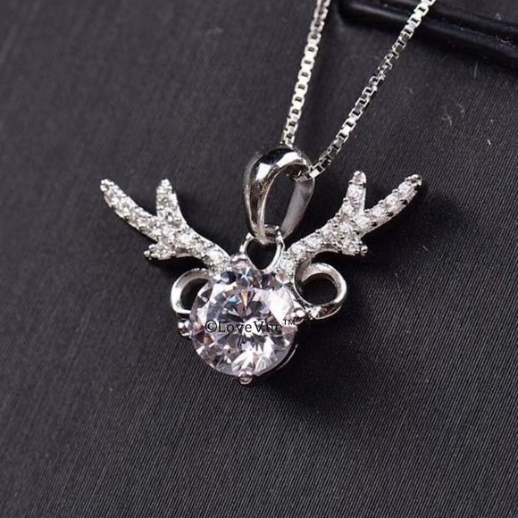 Certified 1ct. t.w. Diamond Antler Deer Elk Necklace - Picture 5 of 15